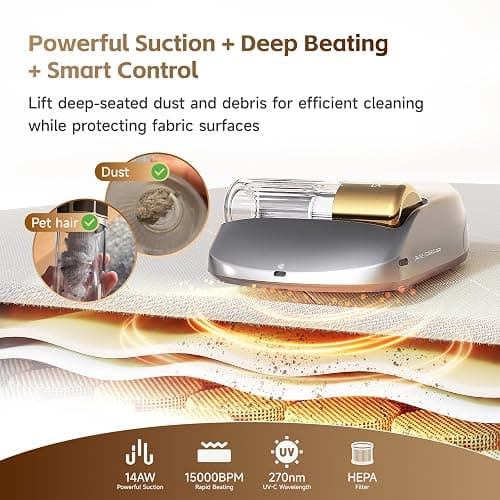 CREATULIZE X1 Robot Bed Vacuum, Automatic Mattress Vacuum Cleaner with Intelligent Path Planning, UV-C Light, HEPA Filter, One-Click 100% Dust & Pet Hair Removal for Bed, Mattress, Sofa, Carpet thumbnail 6