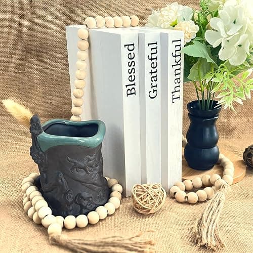 Decorative Books for Home Decor,Faux Books for Decoration,Rustic Farmhouse Decor,Farmhouse Shelf Decor,Decor Books for Coffee Table,Fake Books,with Wooden Bead String Tassel 58 in thumbnail 2