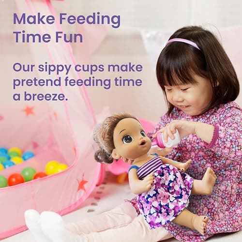 Doll Buddies 4 oz Sippy Cup (3 Pack) | Plastic Sippy Cups for Baby Alive Dolls Drinking Accessories thumbnail 4