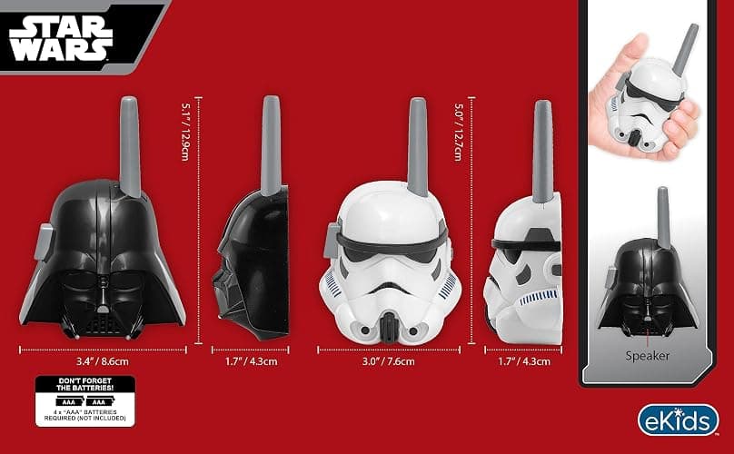 eKids Walkie Talkies for Kids, Static Free and Extended Range, Indoor and Outdoor Toys for Kids (Star Wars) thumbnail 3
