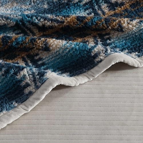 Wrangler - Blanket, Super Soft Sherpa Bedding with Corduroy Reverse, Yellowstone Inspired Throw Blanket for Couch or Bed (Frontier Turquoise, 50" x 60") thumbnail 3