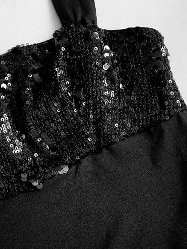Verdusa Women's Sequin Sparkly Crop Tops Tie Backless Halter Top Rave Outfits thumbnail 2