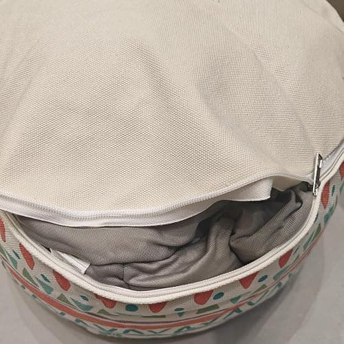 MOCOFO Round Bohemian Ottoman Pouf Cover, 18 Inch, Cotton Blend, Church Window Print, Living Room Storage Footrest, Cover Only (Green Diamond) thumbnail 9
