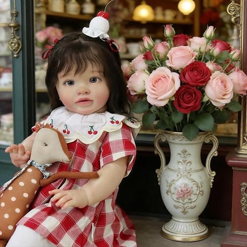 RXDOLL 26 Inch Realistic Reborn Toddler Dolls Girl Rooted Long Hair, Large Size Reborn Baby Dolls Soft Cloth Body, Lifelike Toddler Doll Real Life Baby Doll Toy with Accessories thumbnail 2