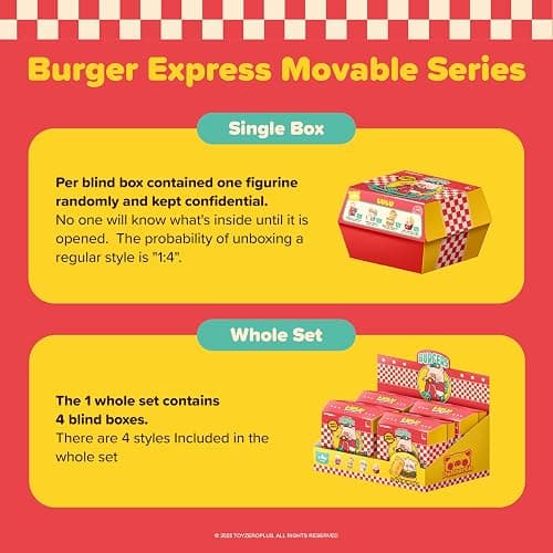 TOYZERO + Lulu The Piggy Blind Box - Burger Express Movable Series Figurines Mystery Box Cute Animal Figures Collectibles Toys Home Desk Decorations Holiday Birthday Gifts, Whole Set thumbnail 3