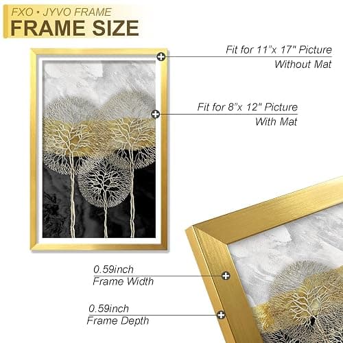 Fxojyvo 12x18 Picture Frame, GOLD Frame for 12 x 18 Inch Picture Poster Photo, Light Weight and High Transparent 12 by 18 Frame for Wall - 3 Pack/GOLD/12 x18 thumbnail 4