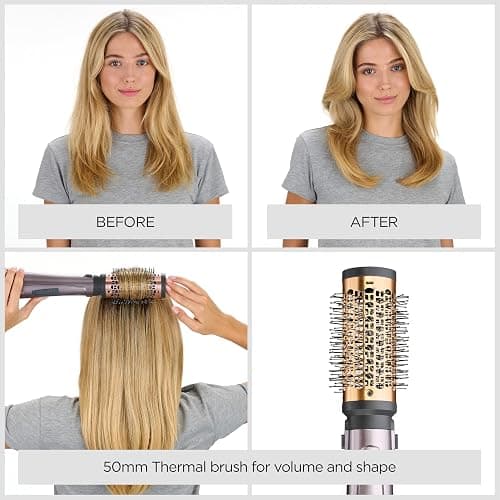 BaByliss Air Styler 1000W - All in One Hair Dryer Brush, Volumiser and Curler, Advanced Ionic Frizz-Control System, 4 Attachments, Copper/Grey, 2136U thumbnail 4