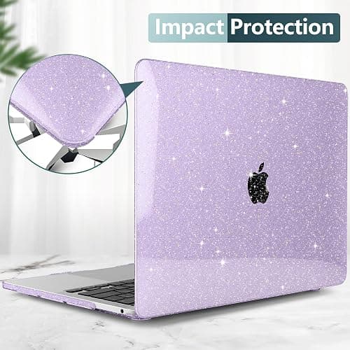 DONGKE for MacBook Pro 13 inch Case 2023 2022 2021 2020 Release Model A2338 M2/M1 A2289 A2251 with Touch Bar & Touch ID, Glitter Bling Plastic Hard Shell Case & Keyboard Cover, Star Purple thumbnail 5