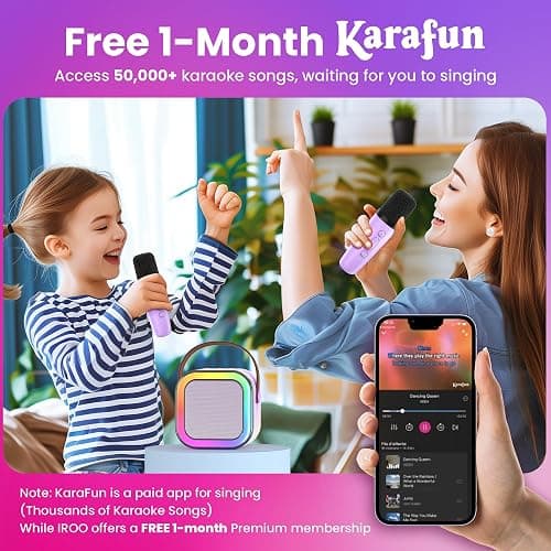 IROO Mini Karaoke Machine for Kids, 2025 TOP Toys Birthday Gifts Ideas for Girls Ages 4, 5, 6, 7, 8, 9, 10, 12+ Years Old, Portable MP3 Player with 2 Wireless Mics for Party thumbnail 6