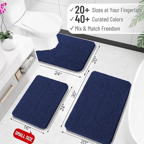 OLANLY Bathroom Rugs 30x20, Extra Soft Absorbent Chenille Bath Rugs, Rubber Backing Quick Dry, Machine Washable Bath Mats for Bathroom Floor, Tub and Shower, Home Decor Accessories, Twilight Sapphire thumbnail 2