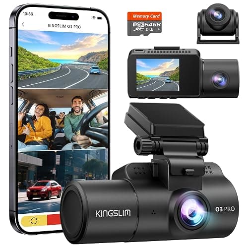 Dash Cam Front and Rear Inside, 3-Channel 2.5K FHD Dash Camera for Cars with 2" Screen, Wireless Dashcam with 5GHz WiFi, 64GB Card, Car Camera Front and Back, Auto IR Night Vision, HDR, G-Sensor - Image 1