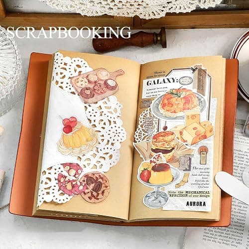 Maxleaf 80PCS Dessert Cake Clear Stickers for Scrapbook Decoration, 4 Series Retro Foods Bread Cake Coffee Stickers for Daily Life Diary Album Decoration thumbnail 2