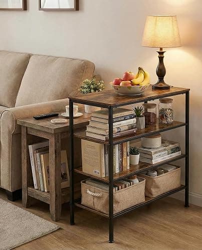Tujurich 4-Tier Shoe Rack for Entryway, Bedroom & Living Room – Sturdy Shoe Storage Organizer with Adjustable Leveling Feet, Compact Design (26.9”x11.8”x25.1”), Rustic Brown thumbnail 5
