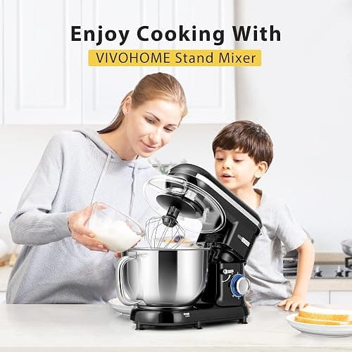 VIVOHOME Stand Mixer, 660W 10 Speed 6 Quart Tilt-Head Kitchen Electric Food Mixer with Beater, Dough Hook, Wire Whip and Egg Separator, Black thumbnail 2