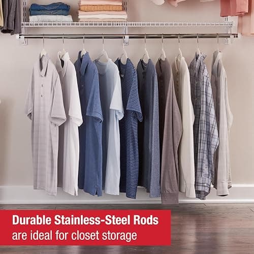 Rubbermaid Configurations Custom Closet Kit 4-8 Ft. Adjustable Metal Wire Shelving White Finish Expandable Organization System Hardware Included for Home Closet/Pantry/Laundry/Mudroom thumbnail 5