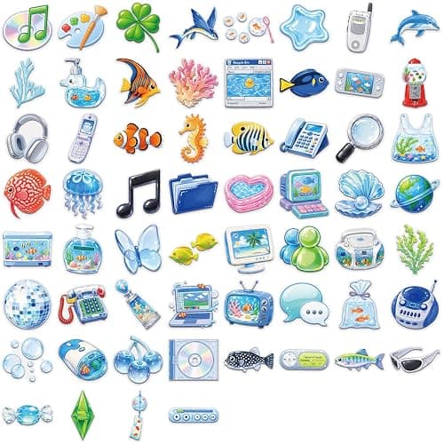 50Pcs Frutiger Aero Y2K Blue Aesthetic Stickers Ephemera Planner Stationery | PET scratch-proof decals, residue-free reusable craft supplies & journal accessories for tumbler laptop luggage decor thumbnail 8