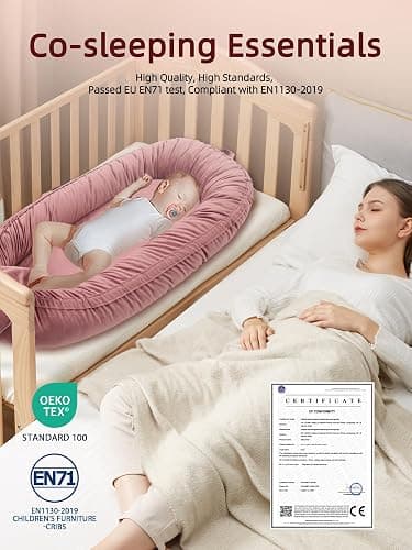 EAQ Baby Nest Pod for Newborn,Baby Sleep Pod Soft Breathable Napping or Traveling for 0-12 Months,Travel & Baby Essentials for newborn (Bean paste pink) thumbnail 6