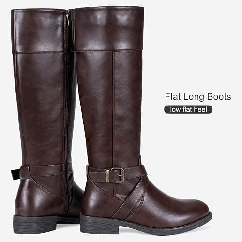 Vepose Women's 949 Knee High Boots,Tall Riding Boots Low Heel with Wide Calf and Wide Widths thumbnail 7