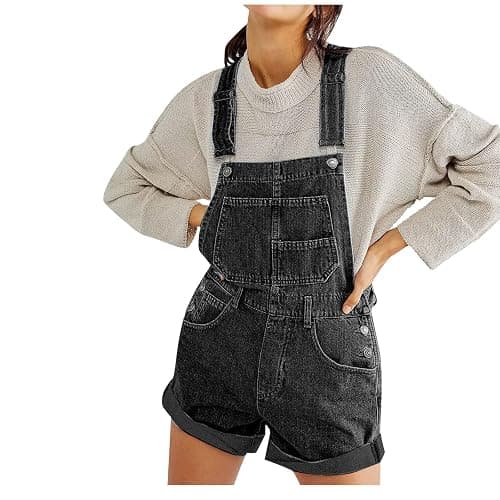 Denim-Latzhose für Damen, Sommer, lässige Shorts, Latzhose, Denim-Overall, Damen, lockere Passform, kurze Jeans, Jumpsuit mit Taschen, bequem, zum Ausgehen, kurze Latzhose für Damen - Image 1