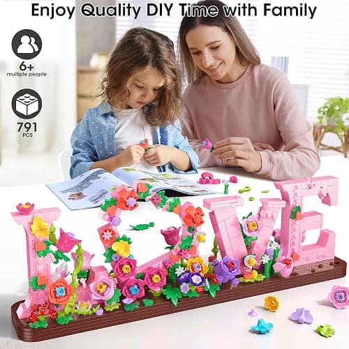 Booyuer Flower Building Set for Love, 791PCS DIY Romantic Floral Brick Kit, Graduation Gift, School Desk Decor, Room Decoration, Just Gift for Aged 6+ Kids Girls & Adults thumbnail 5