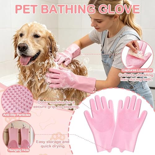 Pet Bath Grooming Kit, Dog Shampoo Brush & Dogs Bath Brush, Complete Dog Bath Supplies, for Short & Long Haired Dogs and Cats thumbnail 5