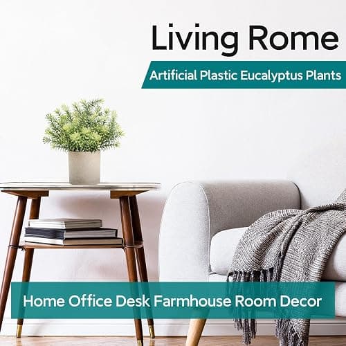 Der Rose 3 Pack Mini Potted Fake Plants Artificial Plastic Eucalyptus Plants Topiaries for Home Office Desk Farmhouse Shelf Room Bathroom Decor(Sage Green) thumbnail 6