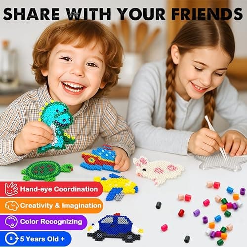FUNZBO 13200 5mm Fuse Beads Kit - Christmas Fuse Beads Set with 20 pcs Special Shaped Pegboards, Home School Arts and Crafts Supplies for Kids, Christmas Gifts for Girls and Boys Age 5+ Years Old thumbnail 5