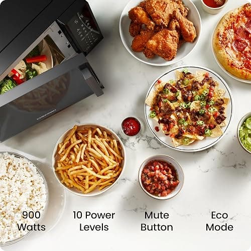 Chefman Countertop Microwave Oven 0.9 Cu. Ft., 900 Watts with 10 Power Levels, 6 Cooking Presets with One-Touch Express Cook, Eco Mode, Child Safety Lock, & Mute Button - Black thumbnail 2