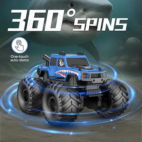 NQD® Monster Truck Toys, Waterproof 360°Rotate 4x4 RC Truck, Amphibious Remote Control Monster Trucks, 2.4GHz All Terrain Off-Road Pickup Toy RC Car for Gifts for Boys Kids Age 6 7 8 9 10 11 12+, Blue thumbnail 3
