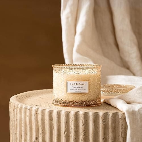 LA JOLIE MUSE Vanilla Bomb Candle | Lemon Zest, Fressia & Patchouli | 12 oz Large 2-Wick Soy Wax Candle | 60 Hours Clean Burn | Gift-Ready for Hosts | Elegant Home Décor thumbnail 3