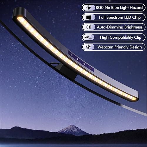 Quntis 45cm Curved Monitor Light Bar with Remote Control & Touch Control, Auto Dimming Screen Light, Eye Protection Glare-Free Monitor Lamp for Curved & Irregular Screens, Black thumbnail 8