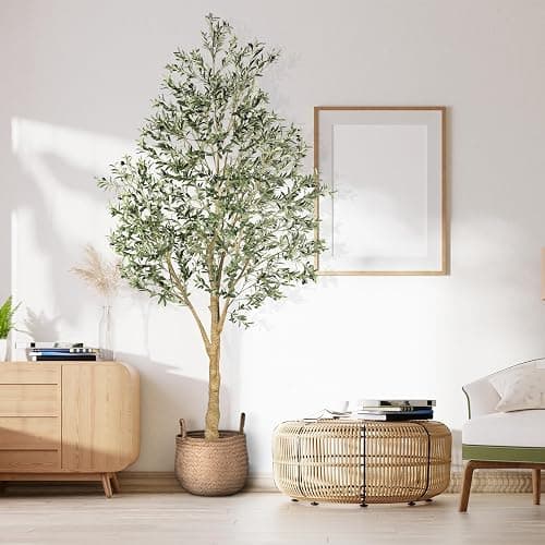 Realead Artificial Olive Tree 10 Feet, Large Fake Olive Tree with Natural Wood Trunk and Lifelike Fruits, Tall Faux Olive Tree 10ft for Home Office Decor thumbnail 6