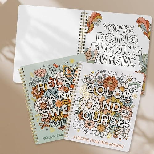 Beautiful Coloring Book Set of 2 for Adult Relaxation - Funny Coloring Books with Floral Designs for a lot of Laughs - The Perfect Stress-Relieving Gift for Women thumbnail 5