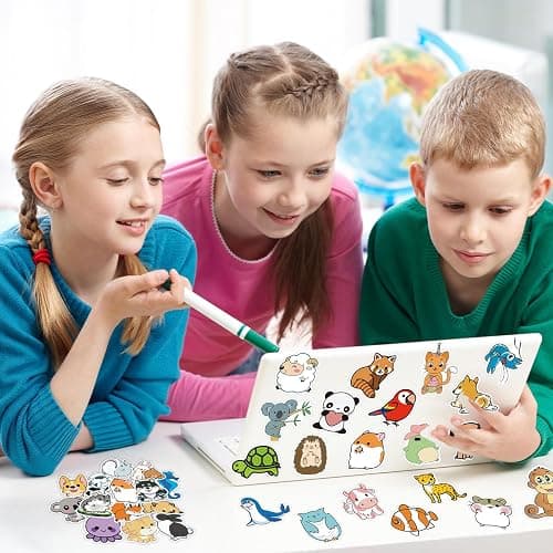 Water Bottle Stickers 100 Pcs Cute Kawaii Animal Sticker Pack, Waterproof Vinyl Animal Stickers for Water Bottles Scrapbook Journal Lunch Box Skateboard Notebook Diary Luggage Guitar Laptop Kindle etc thumbnail 2