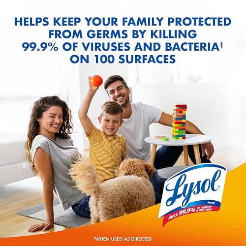 Lysol Disinfectant Spray, Household Cleaning Supplies, Disinfecting Multi-Purpose Room Spray, Antibacterial Sanitizer, Deodorizer, Kills Hantavirus, Mango & Hibiscus, 19 Fl Oz (Pack of 2) thumbnail 8