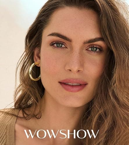 wowshow Gold Hoop Earrings, 14K Gold Plated Chunky Small Hoop Earrings for Women Lightweight Jewelry Gifts 14/20/30/35/45MM thumbnail 2