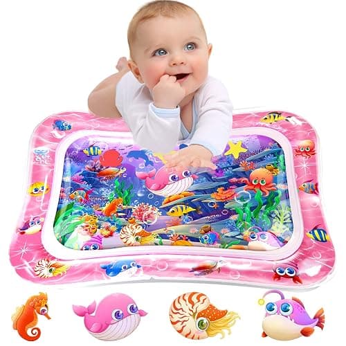 Infinno Tummy Time Mat Premium Baby Water Play Mat for Infants and Toddlers Baby Toys for 3 to 24 Months, Strengthen Your Baby's Muscles, Pink Theme Toys - Image 1