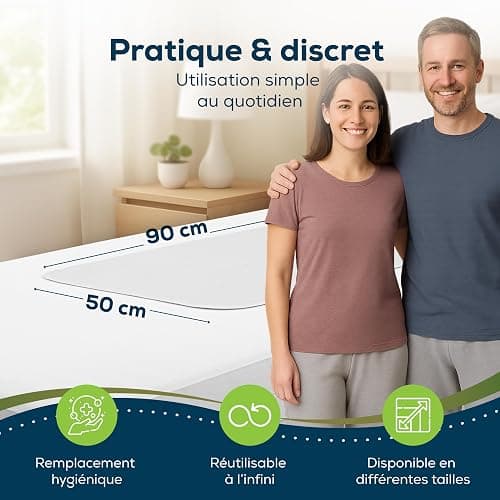 Sensalou Protège-Lit Imperméable Réutilisable 50x90 cm – Alèse Lavable Ultra Absorbante pour Incontinence, Bébé, Adulte, Senior – Protection Étanche 2400 ML/m² – Certifié Oeko-TEX & Dermatest 1 Pièce thumbnail 3