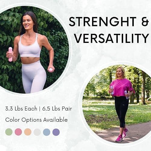 Polyfit Dumbbell Weight Bars for Women - Set of 2 (3.3 LB | 6.5 LB Pair) - Dumbbell Set for Walking, Yoga, Dance, Barre, Pilates, Cardio, Aerobics thumbnail 4