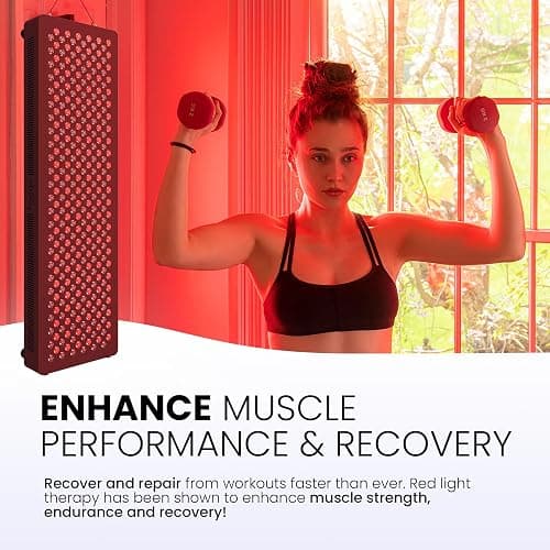 Hooga Red Light Therapyfor Face & Body, 60 LEDs, 660nm Red 850nm Near Infrared with Timer for Pain Relief, Skin Health, Anti-Aging, Sleep, Energy & Recovery, Includes Hanging Kit & Handle - HG300 thumbnail 6