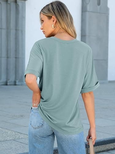 ANRABESS Womens Tops Short Sleeve Oversized T Shirts | Basic Tee with Chest Pocket，Summer Loose Fitting Tshirts，Business Casual Work Outfits，Travel Daily Wear，ALL-Seasons Clothes thumbnail 5