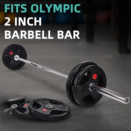 Fitvids Olympic 2-Inch Cast Iron Barbell Set, Including 300 LBS Weight Plates and 7FT Barbell Set, Multiple Packages thumbnail 6