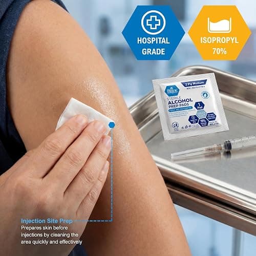 MED PRIDE Sterile Alcohol Prep Pads, Antiseptic, 70% Isopropyl, Individually Wrapped, Medical Grade 2 Ply Wipes (200 Count (Pack of 1) White) thumbnail 3
