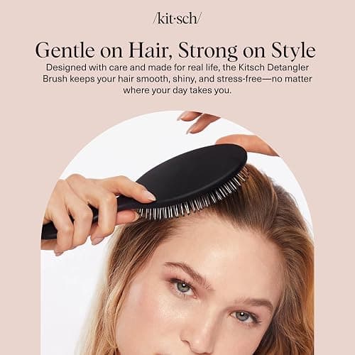 Kitsch Wet Dry Brush Detangler, Hair Brush for Women - Flexi Black | Hairbrush for Women, Men & Kids | Detangling Brush for Curly Hair, Bounce Curl Defining Brush for Wet or Dry Strands thumbnail 8