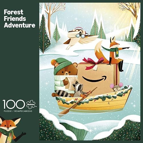 Amazon Holiday Puzzle - 100 Piece Jigsaw Puzzle from Buffalo Games - Forest Friends Adventure - Family Game Night Puzzle Fun - Finished Size is 15 x 11 thumbnail 3