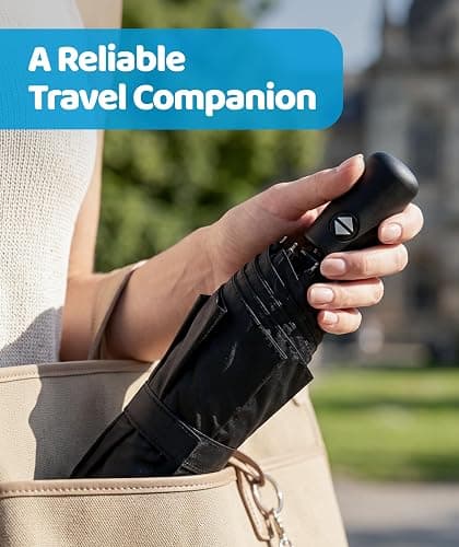 Rain-Mate Windproof Compact Umbrellas for Rain - Strong Reinforced Fiberglass Rib Design & Auto Open & Close - Portable Folding Travel Umbrella - Lightweight & Packable for Women & Men, Easy Collapse thumbnail 6