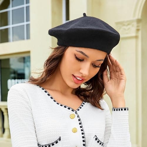Wheebo Wool Beret Hat,Solid Color French Style Winter Warm Cap for Women Girls Lady thumbnail 2