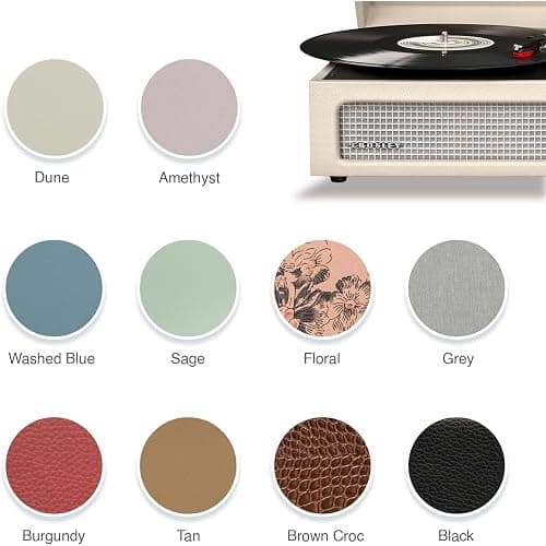 Crosley Voyager Portable Turntable - Bluetooth Record Player, 3-Speed Suitcase Vinyl Player, Home Turntables for Vinyl Records, Built in Stereo Speakers & Bluetooth Receiver, AUX Input, Dune thumbnail 8