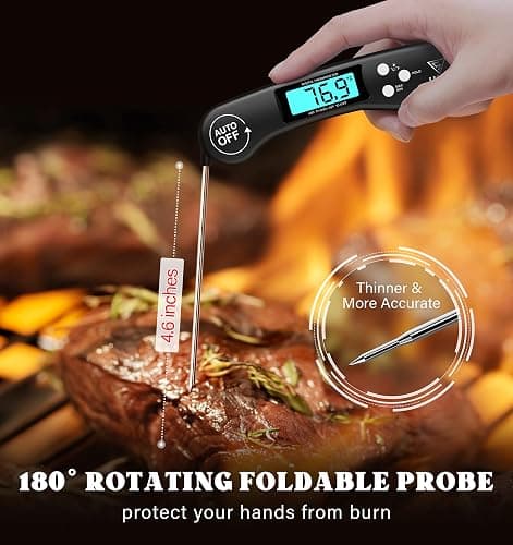 Meat Thermometers, DOQAUS Instant Read Food Thermometer for Cooking, Digital Kitchen Thermometer Probe with Backlight & Reversible Display, Wide Temperature Range for Turkey Grill BBQ Oven Candy thumbnail 4