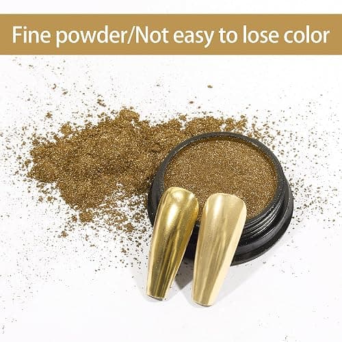Artdone Chrome Nail Powder, Light Gold Iridescent Aurora Powder Metallic Mirror Effect Pigment Pearlescent Mermaid Pigment Pearl Glitter Dust Kit, Nail Art Decoration, Resin Craft thumbnail 5